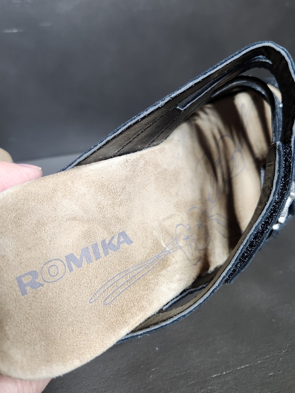 Romika Comfort Black/silver Multi-Strap Wedge Sandals Womens Us 6-6.5 EU 37 - Picture 7 of 10